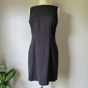 WORN ONCE AGB BLACK SABRINA NECK SHIFT DRESS AUDREY HEPBURN STYLE SZ 12 / L
